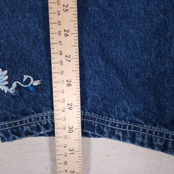 Vintage Revolt Floral Embroidered Denim Overalls Size 18 Y2K 90s Festival Retro - Picture 6 of 11